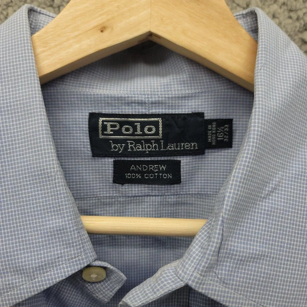 Polo‎ by Ralph Lauren Shirt Mens 16.5 32/33 Andrew Blue Long Sleeve Button Up